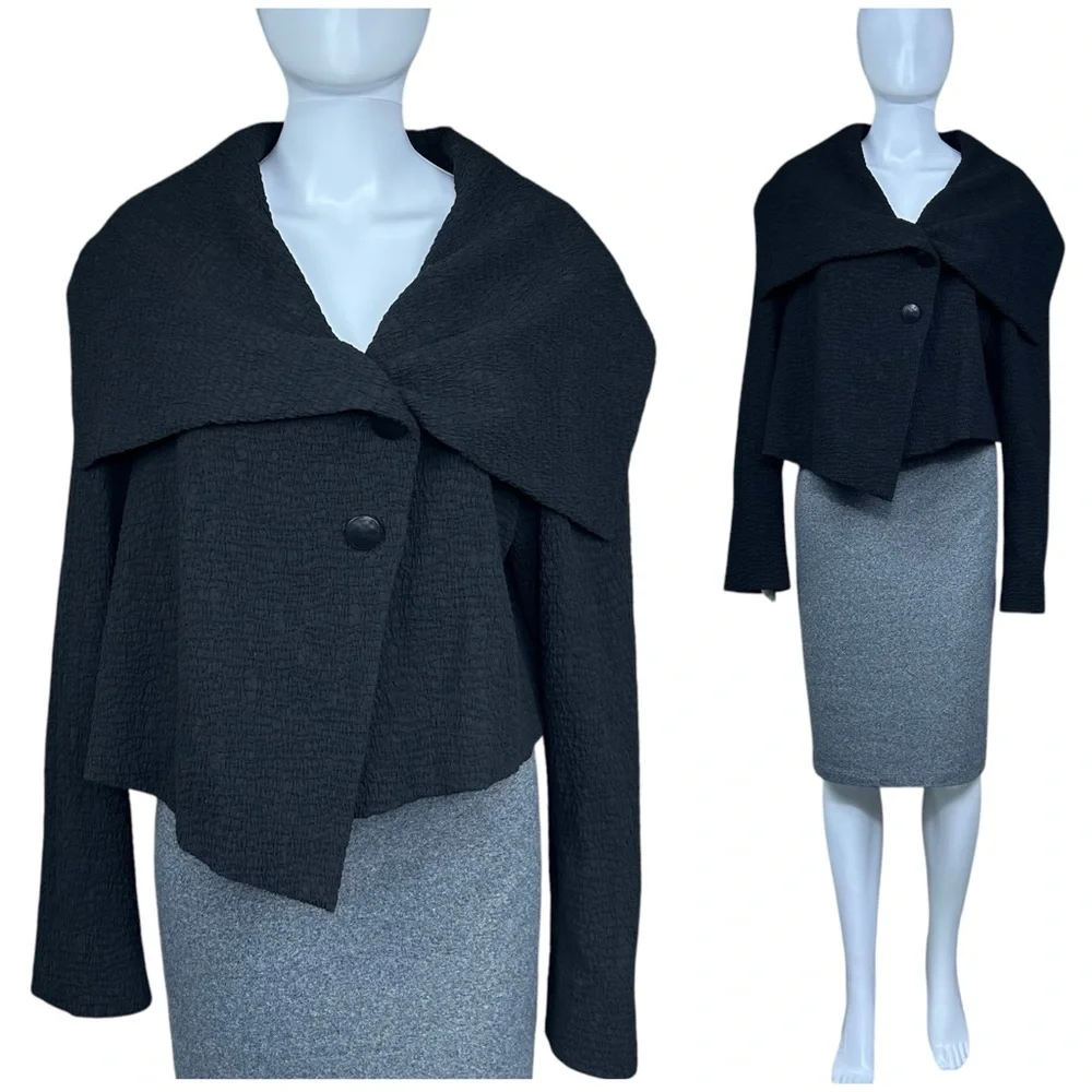 Anett Rostel Jacket MEDIUM Crinkled Texured Asymmetric Lagenlook Whimsigoth